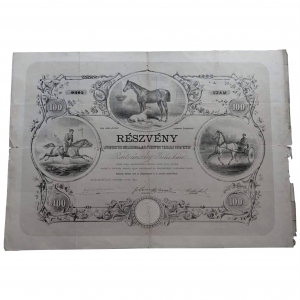 Lótenyésztés Emelésére Alakult Részvény Társaság - Részvény - Radvánszky Béla báró nevére - 1877
